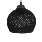 GloboStar® YASAM 203-0022 Vintage Κρεμαστό Φωτιστικό Πλέγμα Τρίφωτο 3 x E27 IP20 Μαύρο Ρατάν - Μ42 x Π42 x Υ54cm - Image 7