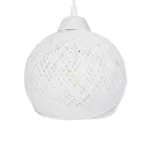 GloboStar® YASAM 203-0023 Vintage Κρεμαστό Φωτιστικό Πλέγμα Τρίφωτο 3 x E27 IP20 Λευκό Ρατάν - Μ42 x Π42 x Υ54cm - Image 7