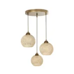GloboStar® YASAM 203-0024 Vintage Κρεμαστό Φωτιστικό Πλέγμα Τρίφωτο 3 x E27 IP20 Μπεζ Ρατάν - Μ42 x Π42 x Υ54cm - Image 5