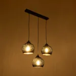 GloboStar® YASAM 203-0026 Vintage Κρεμαστό Φωτιστικό Ράγα Τρίφωτο 3 x E27 IP20 Μαύρο Ρατάν - Μ45 x Π18 x Υ30cm - Image 2