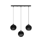 GloboStar® YASAM 203-0026 Vintage Κρεμαστό Φωτιστικό Ράγα Τρίφωτο 3 x E27 IP20 Μαύρο Ρατάν - Μ45 x Π18 x Υ30cm - Image 5