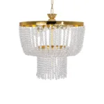 GloboStar® CRYSTAL 203-0028 Κλασικό Κρεμαστό Φωτιστικό Κρύσταλλα Τρίφωτο 3 x E27 IP20 Χρυσό Μέταλλο με Διάφανο Κρύσταλλο - Μ41 x Π41 x Υ40cm - Image 4