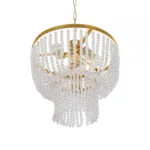 GloboStar® CRYSTAL 203-0028 Κλασικό Κρεμαστό Φωτιστικό Κρύσταλλα Τρίφωτο 3 x E27 IP20 Χρυσό Μέταλλο με Διάφανο Κρύσταλλο - Μ41 x Π41 x Υ40cm - Image 5