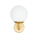 GloboStar® DALPH 203-0029 Vintage Επιτοίχιο Φωτιστικό Απλίκα Μονόφωτο 1 x E27 IP20 Χρυσό Μέταλλο με Λευκό Γυαλί - M18 x Π15 x Υ23cm - Image 3