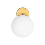 GloboStar® DALPH 203-0033 Vintage Επιτοίχιο Φωτιστικό Απλίκα Μονόφωτο 1 x E27 IP20 Χρυσό Μέταλλο με Λευκό Γυαλί - M15 x Π18 x Υ22.5cm - Image 3