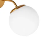 GloboStar® DALPH 203-0033 Vintage Επιτοίχιο Φωτιστικό Απλίκα Μονόφωτο 1 x E27 IP20 Χρυσό Μέταλλο με Λευκό Γυαλί - M15 x Π18 x Υ22.5cm - Image 5