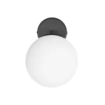 GloboStar® DALPH 203-0034 Vintage Επιτοίχιο Φωτιστικό Απλίκα Μονόφωτο 1 x E27 IP20 Μαύρο Μέταλλο με Λευκό Γυαλί - M15 x Π18 x Υ22.5cm - Image 3