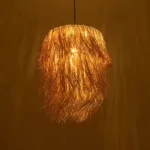 GloboStar® WEG 203-0036 Boho Κρεμαστό Φωτιστικό Καπέλο Μονόφωτο 1 x E27 IP20 Μπέζ Raffia - M45 x Π45 x Υ53cm - Image 2