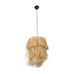 GloboStar® WEG 203-0036 Boho Κρεμαστό Φωτιστικό Καπέλο Μονόφωτο 1 x E27 IP20 Μπέζ Raffia - M45 x Π45 x Υ53cm - Image 3