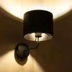 GloboStar® RALPH 203-0038 Vintage Επιτοίχιο Φωτιστικό Απλίκα Μονόφωτο 1 x E27 IP20 Μαύρο Μέταλλο με Μαύρο Ύφασμα - Μ22 x Π29 x Υ30cm - Image 2