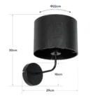 GloboStar® RALPH 203-0038 Vintage Επιτοίχιο Φωτιστικό Απλίκα Μονόφωτο 1 x E27 IP20 Μαύρο Μέταλλο με Μαύρο Ύφασμα - Μ22 x Π29 x Υ30cm - Image 8