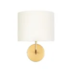 GloboStar® RALPH 203-0039 Vintage Επιτοίχιο Φωτιστικό Απλίκα Μονόφωτο 1 x E27 IP20 Χρυσό Μέταλλο με Λευκό Ύφασμα - Μ22 x Π29 x Υ30cm - Image 3