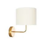 GloboStar® RALPH 203-0039 Vintage Επιτοίχιο Φωτιστικό Απλίκα Μονόφωτο 1 x E27 IP20 Χρυσό Μέταλλο με Λευκό Ύφασμα - Μ22 x Π29 x Υ30cm - Image 4