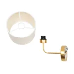 GloboStar® RALPH 203-0039 Vintage Επιτοίχιο Φωτιστικό Απλίκα Μονόφωτο 1 x E27 IP20 Χρυσό Μέταλλο με Λευκό Ύφασμα - Μ22 x Π29 x Υ30cm - Image 7