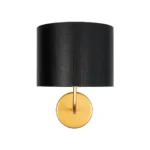 GloboStar® RALPH 203-0040 Vintage Επιτοίχιο Φωτιστικό Απλίκα Μονόφωτο 1 x E27 IP20 Χρυσό Μέταλλο με Μαύρο Ύφασμα - Μ22 x Π29 x Υ30cm - Image 3