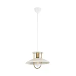 GloboStar® BILLA 203-0041 Vintage Κρεμαστό Φωτιστικό Καμπάνα Μονόφωτο 1 x E27 IP20 Λευκό & Χρυσό Μέταλλο - M30.5 x Π30.5 x Υ20cm - Image 3