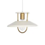 GloboStar® BILLA 203-0041 Vintage Κρεμαστό Φωτιστικό Καμπάνα Μονόφωτο 1 x E27 IP20 Λευκό & Χρυσό Μέταλλο - M30.5 x Π30.5 x Υ20cm - Image 4