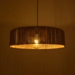 GloboStar® KYCLOS 203-0044 Boho Κρεμαστό Φωτιστικό Καπέλο Μονόφωτο 1 x E27 IP20 Μπέζ Rattan - M55 x Π55 x Υ20cm - Image 2