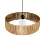 GloboStar® KYCLOS 203-0044 Boho Κρεμαστό Φωτιστικό Καπέλο Μονόφωτο 1 x E27 IP20 Μπέζ Rattan - M55 x Π55 x Υ20cm - Image 6