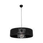 GloboStar® KYCLOS 203-0046 Boho Κρεμαστό Φωτιστικό Καπέλο Μονόφωτο 1 x E27 IP20 Μαύρο Rattan - M55 x Π55 x Υ20cm - Image 3