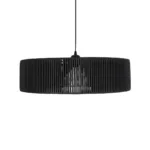 GloboStar® KYCLOS 203-0046 Boho Κρεμαστό Φωτιστικό Καπέλο Μονόφωτο 1 x E27 IP20 Μαύρο Rattan - M55 x Π55 x Υ20cm - Image 4