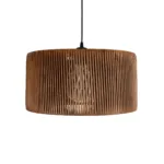 GloboStar® KYCLOS 203-0047 Boho Κρεμαστό Φωτιστικό Καπέλο Μονόφωτο 1 x E27 IP20 Καφέ Rattan - M40 x Π40 x Υ25.5cm - Image 4