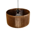 GloboStar® KYCLOS 203-0047 Boho Κρεμαστό Φωτιστικό Καπέλο Μονόφωτο 1 x E27 IP20 Καφέ Rattan - M40 x Π40 x Υ25.5cm - Image 6