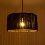 GloboStar® KYCLOS 203-0048 Boho Κρεμαστό Φωτιστικό Καπέλο Μονόφωτο 1 x E27 IP20 Μαύρο Rattan - M40 x Π40 x Υ25.5cm - Image 2