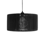 GloboStar® KYCLOS 203-0048 Boho Κρεμαστό Φωτιστικό Καπέλο Μονόφωτο 1 x E27 IP20 Μαύρο Rattan - M40 x Π40 x Υ25.5cm - Image 4