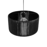 GloboStar® KYCLOS 203-0048 Boho Κρεμαστό Φωτιστικό Καπέλο Μονόφωτο 1 x E27 IP20 Μαύρο Rattan - M40 x Π40 x Υ25.5cm - Image 6