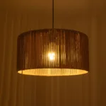 GloboStar® KYCLOS 203-0049 Boho Κρεμαστό Φωτιστικό Καπέλο Μονόφωτο 1 x E27 IP20 Μπεζ Rattan - M40 x Π40 x Υ25.5cm - Image 2