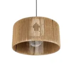 GloboStar® KYCLOS 203-0049 Boho Κρεμαστό Φωτιστικό Καπέλο Μονόφωτο 1 x E27 IP20 Μπεζ Rattan - M40 x Π40 x Υ25.5cm - Image 5