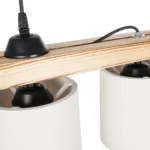 GloboStar® CUP 203-0054 Vintage Κρεμαστό Φωτιστικό Ράγα Πολύφωτο 5 x E27 IP20 Μπεζ Ξύλο με Λευκό Ύφασμα - Μ100 x Π14 x Υ71cm - Image 7