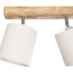 GloboStar® CUP 203-0056 Vintage Φωτιστικό Οροφής Ράγα Δίφωτο 2 x E27 IP20 Μπεζ Ξύλο με Λευκό Ύφασμα - Μ42 x Π14 x Υ26cm - Image 5