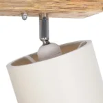 GloboStar® CUP 203-0056 Vintage Φωτιστικό Οροφής Ράγα Δίφωτο 2 x E27 IP20 Μπεζ Ξύλο με Λευκό Ύφασμα - Μ42 x Π14 x Υ26cm - Image 6