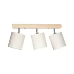 GloboStar® CUP 203-0058 Vintage Φωτιστικό Οροφής Ράγα Τρίφωτο 3 x E27 IP20 Μπέζ Ξύλο με Λευκό Ύφασμα - Μ60 x Π14 x Υ26cm - Image 4