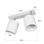 GloboStar® CUP 203-0059 Vintage Φωτιστικό Οροφής Ράγα Δίφωτο 2 x E27 IP20 Μπέζ Ξύλο με Λευκό Ύφασμα - Μ42 x Π14 x Υ26cm - Image 8