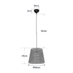 GloboStar® CONEY 203-0070 Μοντέρνο Κρεμαστό Φωτιστικό Καπέλο Μονόφωτο 1 x E27 IP20 Γκρι Διάτρητο Ύφασμα - Μ26 x Π26 x Υ25cm - Image 11
