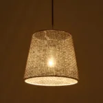 GloboStar® CONEY 203-0070 Μοντέρνο Κρεμαστό Φωτιστικό Καπέλο Μονόφωτο 1 x E27 IP20 Γκρι Διάτρητο Ύφασμα - Μ26 x Π26 x Υ25cm - Image 2