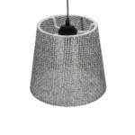 GloboStar® CONEY 203-0070 Μοντέρνο Κρεμαστό Φωτιστικό Καπέλο Μονόφωτο 1 x E27 IP20 Γκρι Διάτρητο Ύφασμα - Μ26 x Π26 x Υ25cm - Image 6