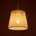 GloboStar® CONEY 203-0071 Μοντέρνο Κρεμαστό Φωτιστικό Καπέλο Μονόφωτο 1 x E27 IP20 Mπεζ Διάτρητο Ύφασμα - Μ26 x Π26 x Υ25cm - Image 2