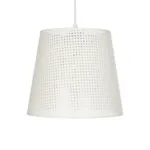 GloboStar® CONEY 203-0071 Μοντέρνο Κρεμαστό Φωτιστικό Καπέλο Μονόφωτο 1 x E27 IP20 Mπεζ Διάτρητο Ύφασμα - Μ26 x Π26 x Υ25cm - Image 4