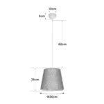 GloboStar® CONEY 203-0073 Μοντέρνο Κρεμαστό Φωτιστικό Καπέλο Μονόφωτο 1 x E27 IP20 Καφέ Ύφασμα - Μ26 x Π26 x Υ25cm - Image 11