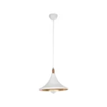 GloboStar® BELFRY 203-0076 Μοντέρνο Κρεμαστό Φωτιστικό Καμπάνα Μονόφωτο 1 x E27 IP20 Λεύκο & Χρυσό Πλαστικό - Μ29.5 x Π29.5 x Υ22cm - Image 3