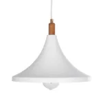 GloboStar® BELFRY 203-0076 Μοντέρνο Κρεμαστό Φωτιστικό Καμπάνα Μονόφωτο 1 x E27 IP20 Λεύκο & Χρυσό Πλαστικό - Μ29.5 x Π29.5 x Υ22cm - Image 4