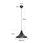 GloboStar® BELFRY 203-0078 Μοντέρνο Κρεμαστό Φωτιστικό Καμπάνα Μονόφωτο 1 x E27 IP20 Μαύρο Πλαστικό - Μ29.5 x Π29.5 x Υ21cm - Image 11