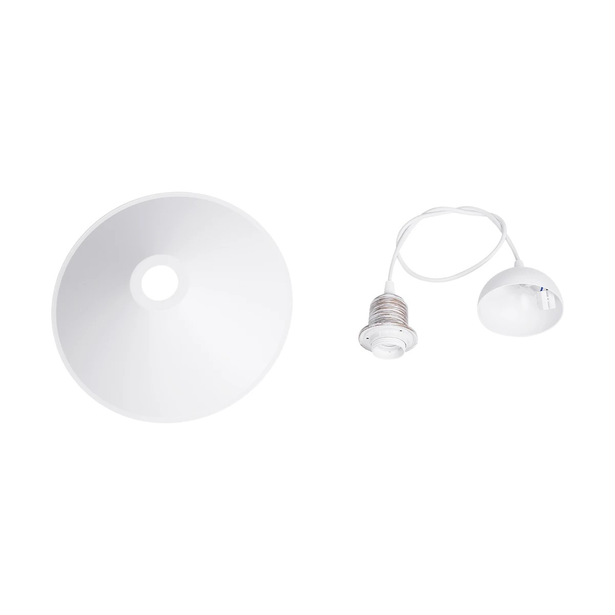 GloboStar® FERRO 203-0083 Μοντέρνο Κρεμαστό Φωτιστικό Καμπάνα Μονόφωτο 1 x E27 IP20 Λευκό & Χρυσό Πλαστικό - Μ30 x Π30 x Υ15cm - Image 10