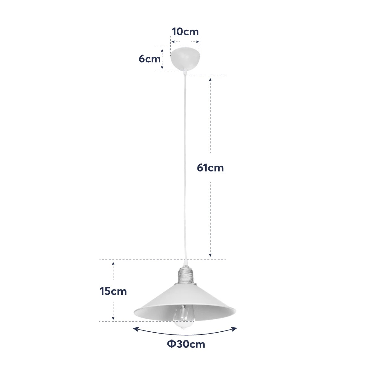 GloboStar® FERRO 203-0083 Μοντέρνο Κρεμαστό Φωτιστικό Καμπάνα Μονόφωτο 1 x E27 IP20 Λευκό & Χρυσό Πλαστικό - Μ30 x Π30 x Υ15cm - Image 11