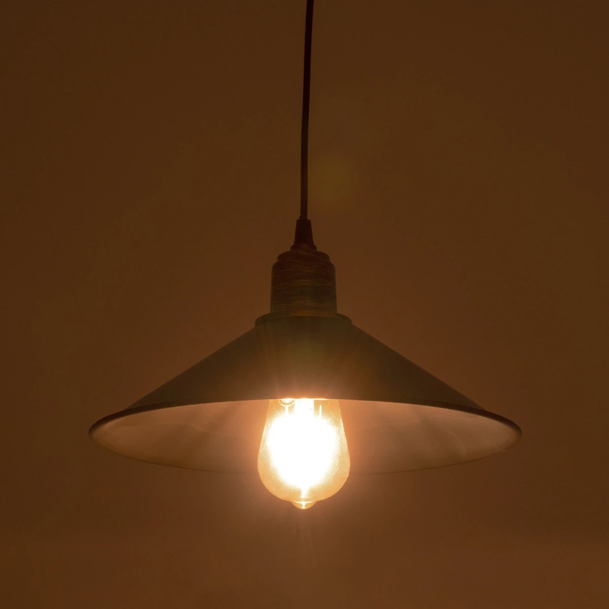 GloboStar® FERRO 203-0083 Μοντέρνο Κρεμαστό Φωτιστικό Καμπάνα Μονόφωτο 1 x E27 IP20 Λευκό & Χρυσό Πλαστικό - Μ30 x Π30 x Υ15cm - Image 2