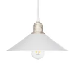 GloboStar® FERRO 203-0083 Μοντέρνο Κρεμαστό Φωτιστικό Καμπάνα Μονόφωτο 1 x E27 IP20 Λευκό & Χρυσό Πλαστικό - Μ30 x Π30 x Υ15cm - Image 4